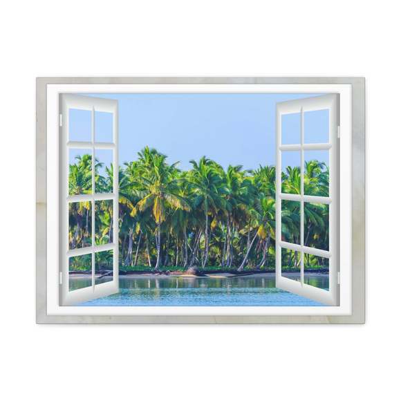 Canvas Print Wall Art Window Island View Nature Photography Realism Scenic Lands